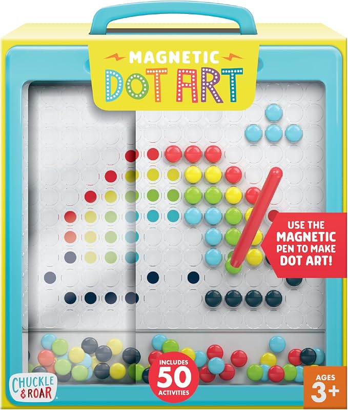 Chuckle & Roar Dot Art Designer, Magnetic Drawing Board, Mess Free, 3+ | Screen-Free Creative Play, Magnetic Bead Play, 50 Guided Activities, Road Trip Activities for Kids, Open-Ended Dot Art