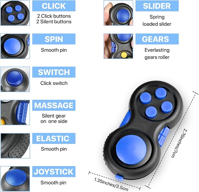 5PC Fidget Toys Adults Set Fidgets for Classroom Must Have Autism Sensory Pack Figette Cube ADHD Special Treasure Prize Tool Stress Relief Desk Cool Gadget for Kid Easter Basket Stuffers for Teen Boys