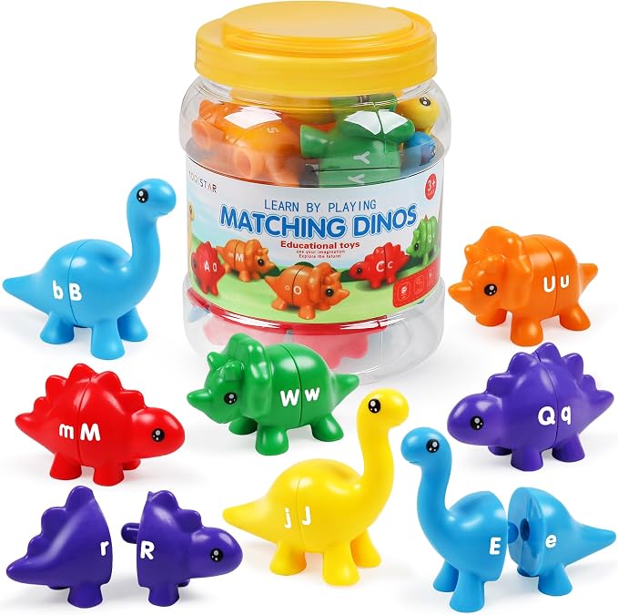 GKDOMS Alphabet Dinosaurs Letter Matching Toy Fine Motor Game | 13pack, Matching & Sorting Game, Sensory Toy, Preschool Learning Activities, Educational Gifts, Ages3+