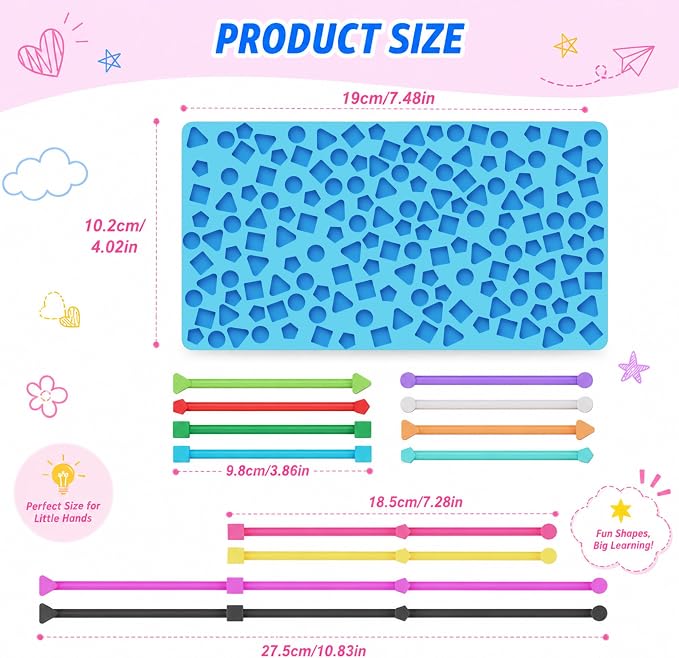 Sensory Activity Board,Fidget Toys for Kids & Adults with Shape Matching, Quiet Busy Board for Travel, Airplane, Car& Classroom, Calming Sensory Toy for Focus & Relaxation, Autism & ADHD Support（Blue)