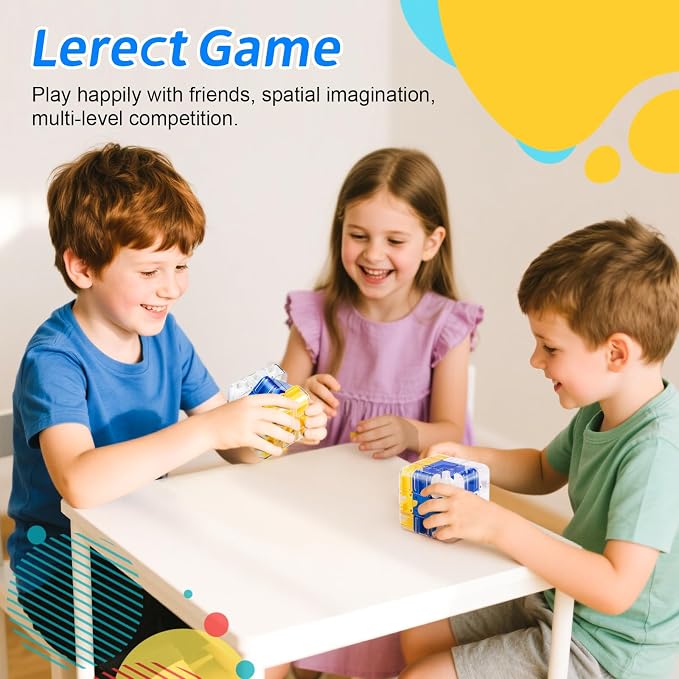 Large 3D Labyrinth Cube Puzzle for Kids 5-8 8-12, Engaging Brain Teaser Toy,Color-Match Game,Education Sensory Toys,3D Maze Cube,Birthday Gift for Kids Adults 5 6 7 8 9+ Years Old Boys (Blue)
