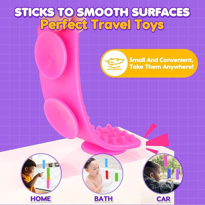 Sensory Fidget Toys Kids Adults: 8 Pack Suction Toys for Autism Calming | Sensory Stickers for Stress Relief - Fidget Strips for Classroom Office Desk - Special Education Classroom Prizes Must Haves