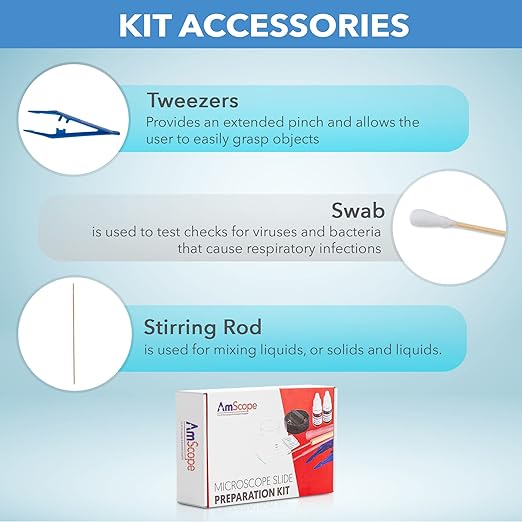 AmScope SP-14 Microscope Slide Preparation Kit - Includes Blank | Precision Tip Anti-Static Stainless Steel Lightweight Ergonomic Design