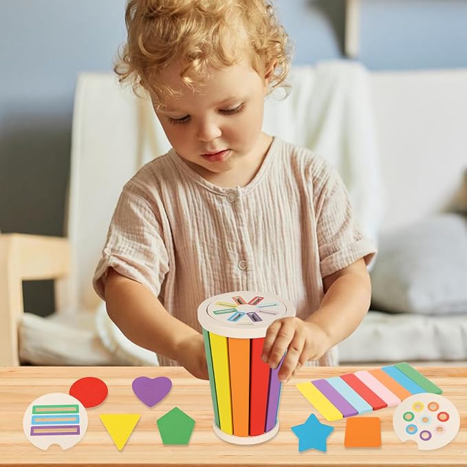 nunukuids Montessori Toys for 1+ Wooden Color Sorting Toys for Toddlers 1-3 Year Old Toddlers Fine Motor Skills Development Color Sorting Fun