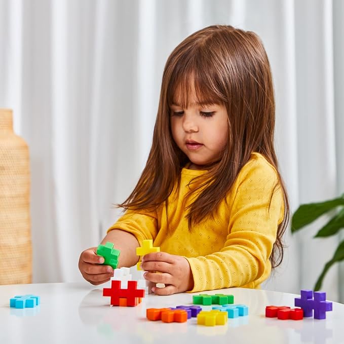 PLUS PLUS Big 100 Piece Rainbow Mix - Large Building Blocks for Toddlers | Quiet Stem Toys for Toddlers, Prek Classroom Essentials, Stem Bins for Classroom, Sensory Bins, Gifts for Girls & Boys