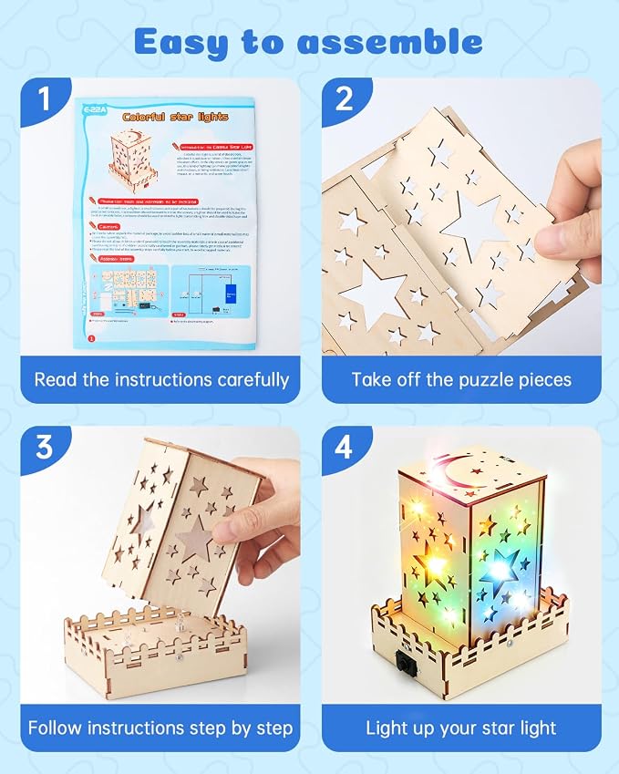 Poraxy 4 in 1 STEM Kits for Kids Age 8-10, Science Kits Building Projects for Kids, STEM Toys for Boys Girls Age 8-13, 3D Puzzles Educational Craft 8-12, Birthday Gifts for 6 7 9 10 11 12 13 Year Old