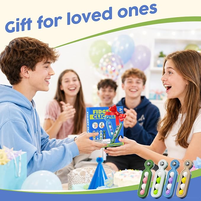 Fidget Toys Adults Stress Relief: 4 Pack Desk Fidget Clicker for ADHD Focus | Sensory Toys for Autism Kids Calming - ADHD Tools Desk Fidgets for Classroom - Cool Office Gadgets Gifts for Teen Women Men