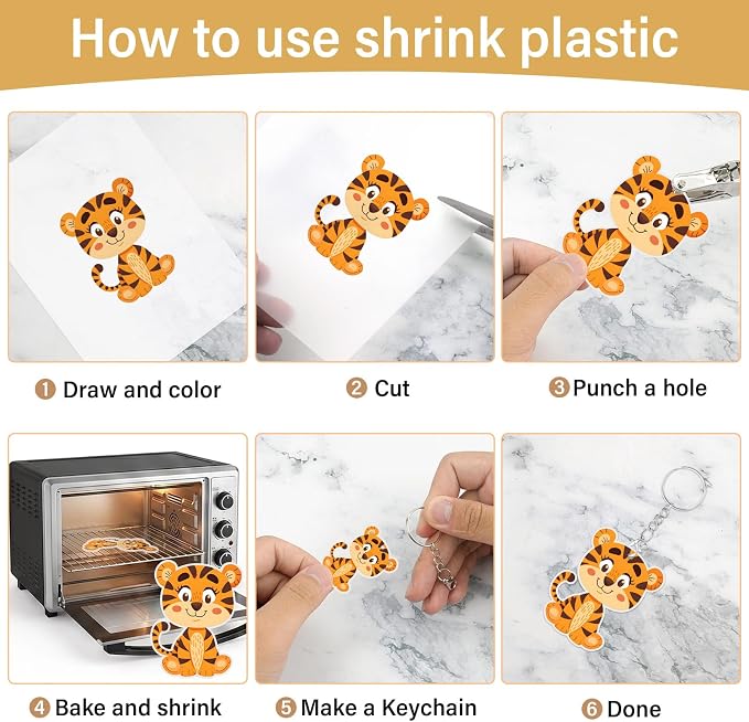 161 Pcs Shrink Paper Keychain Kit,30 Shrink Plastic Sheets for Teens | Includes 7.9 x 5.7 inch sheets,hole punch,lobster clasps and jump rings for coloring,keychains and charms