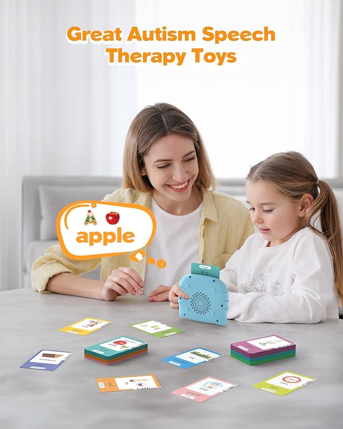 Airbition Bilingual Talking Flash Cards, 510 Words Spanish and English Blue | For Toddlers Ages 2+, Pocket Speech Therapy Toy with 31 Themes, Montessori Learning Toy, Sensory Learning Kit for Children
