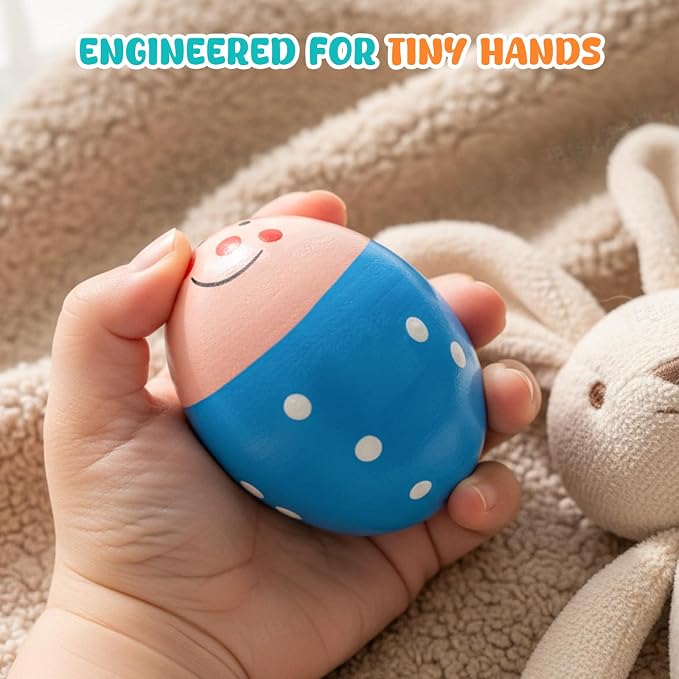 6 PCS Egg Shakers, Wooden, Multicolor | Hand Percussion instruments, Baby Party Favors, Music Toys for Kids, Birthday Gifts