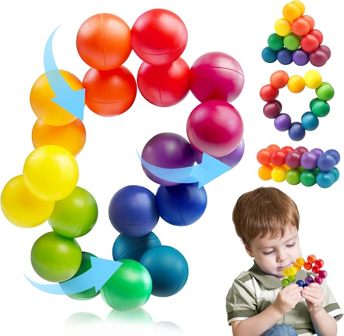 Sensory Autism Balls Toy for Toddler Kids, Airplane Travel Toys for Age 3-5 5-7 3-4 4-8 School Fidget Classroom Autistic Calm Down Treasure Prize Box Dementia Activities Easter Basket Stuffers Gifts