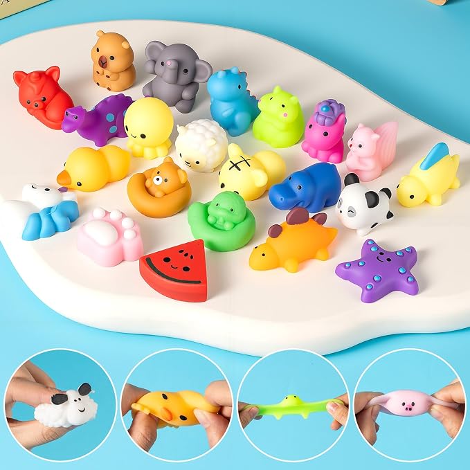 100 Pack Bulk Squishy Toys, Mochi Squishy Animals for Kids, Kawaii Slow Rising Squishies, Sensory Fidget Toys for Kids, Party Favors, Classroom Prizes, Goodie Bag Fillers, Treasure Box Prizes