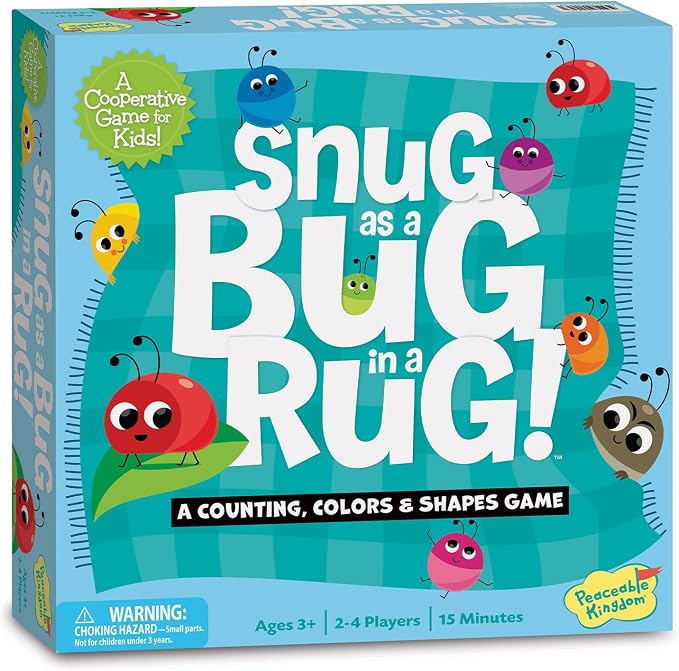 Peaceable Kingdom Snug as a Bug in a Rug Award Winning Cooperative Preschool Skills Builder Game for 2 to 4 Kids ages 3+ | Cooperative preschool game—match colors, shapes and counts to tuck the bugs in before the stink bugs sneak in, ages 3+
