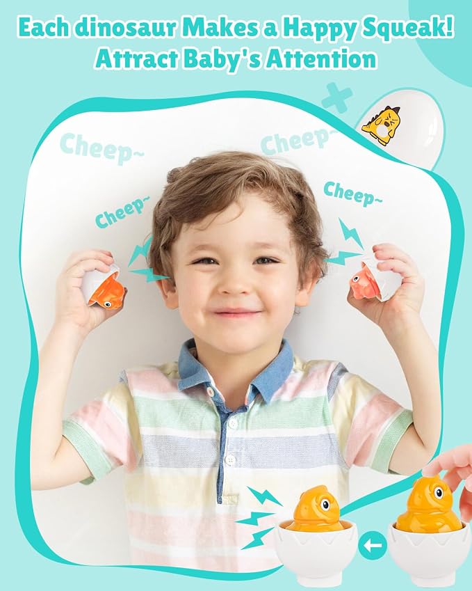 Matching Egg Toy 6 Pcs Develops Toddlers' Color & Shape Recognition Skills | Easter Basket Gift for Boys & Girls, Montessori Travel Toy for Kids 1-3, Fun Sorting Puzzle for Daily Early Education