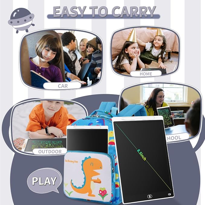 [2 Pack] Genialba LCD Writing Tablet 8.5-Inch Colorful Doodle Board, Toddler Learning Educational Toys Gifts for 3-8 Years Old Girls and Boys, Electronic Drawing Pad for Kids (Black&White)