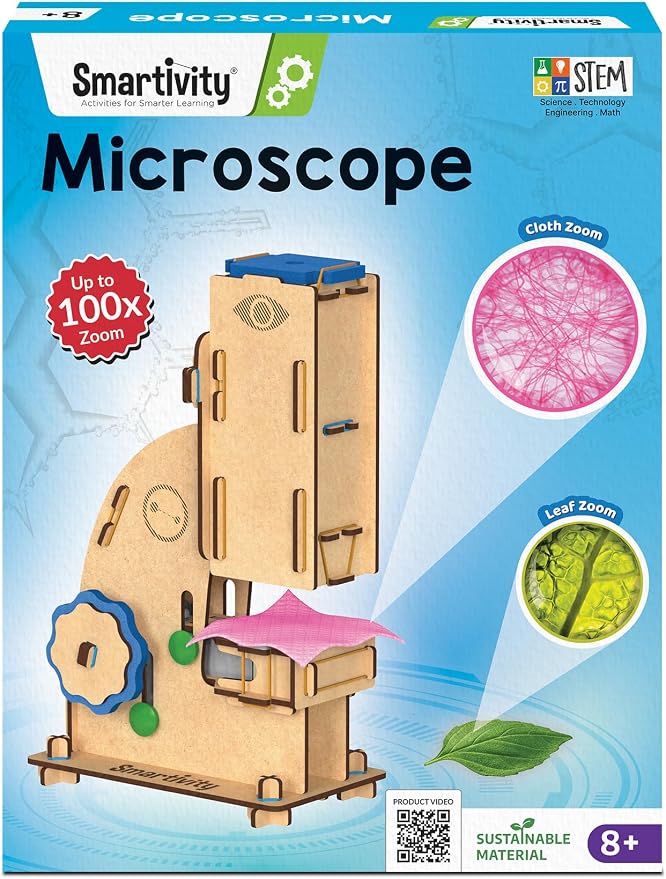 Smartivity DIY Microscope 100x Zoom STEM Toy for Kids 8-14 | Real Working Microscope | STEM Science Kit for Students | Birthday Gift for Boys & Girls Ages 8-14 Years