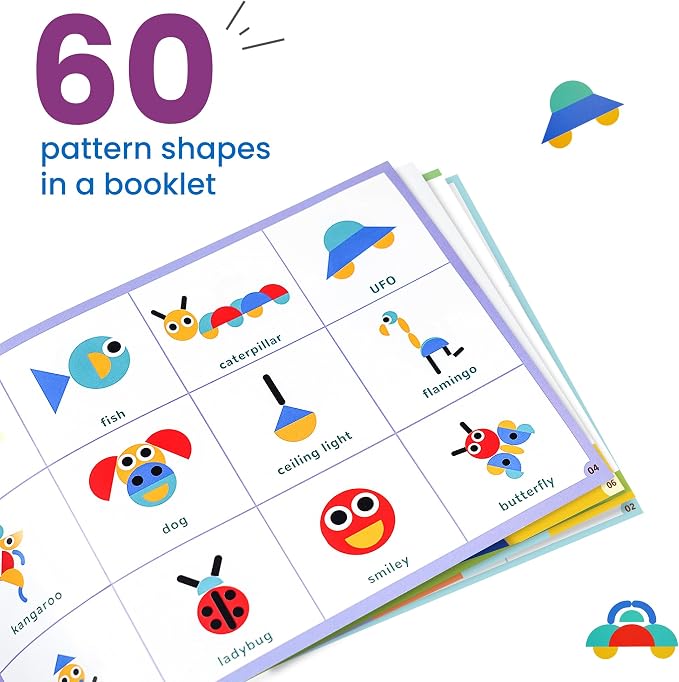 LiKee Wooden Shape Puzzle, 36 Blocks& 1 Booklet, Montessori Toy for Kids 3+ | open-end