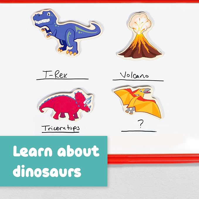 Spark & Wow Wooden Magnets, Dinosaurs, Magnets for Kids Ages 2+ | Open-Ended Play, Adhere to Fridges, Whiteboards and More