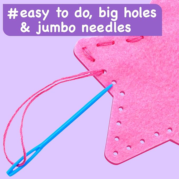 EZCRA Fairy Sewing Kit for Kids Ages 4-8 - 8 Felt DIY Projects | Learn to Sew Craft Kit - Beginner Sewing Projects for Girls - Gift for Kids with Full Instructions & Felt Stickers