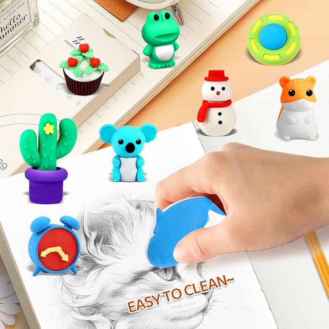 URSKYTOUS 151Pcs Animal Erasers Desk Pets for Kids Animal Pencil Erasers Bulk Puzzle Eraser Toys Gifts for Classroom Prizes,Game Reward,Treasure Box,Easter Egg Fillers,Goodie Bag Stuffer,Party Favors