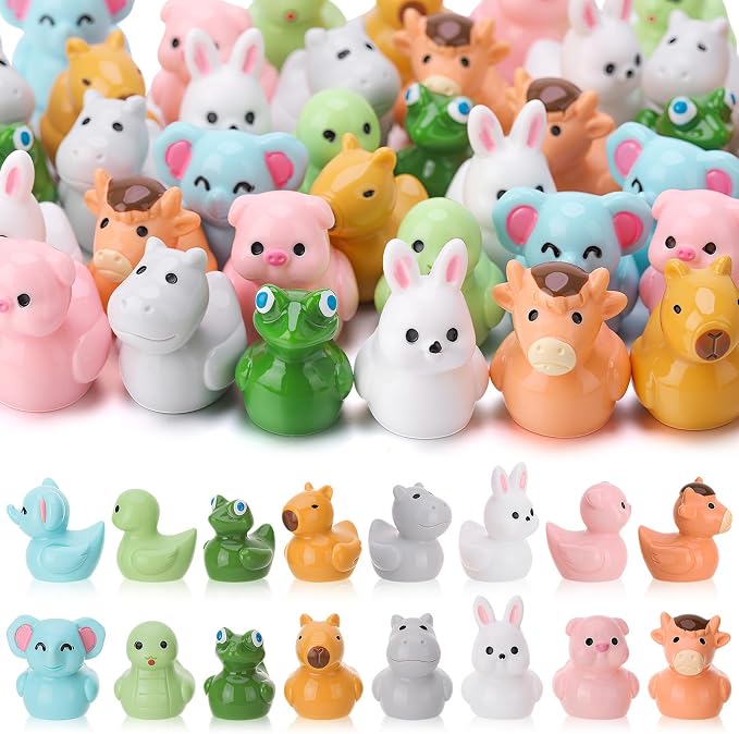 40 Pack Novelty Animal Ducks Toy Figures, Tiny Animals to Hide | Ducks Party Favor Birthday Gift Decoration (8 Styles)