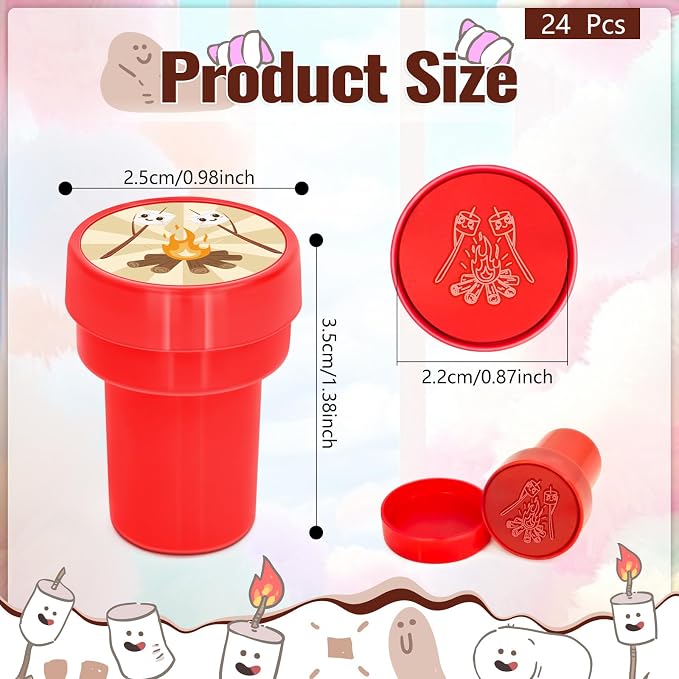 Cinrobiye 24 Pcs Marshmallow Stampers Party Favor Set, Cute Sweet Treat Stamps for Kids Birthday Party, Classroom Rewards, Carnival Prizes, Goody Bag Fillers, Dessert Themed Party Supplies
