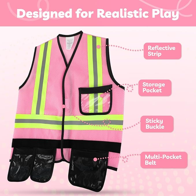 Liberry Kids Tool Set Pretend Toy for 3 4 5 Years Old with Costume | Breathable Fabric, Durable Helmet, Smooth Edges, Construction Worker Role Play, Halloween Birthday Gift for Boys Girls