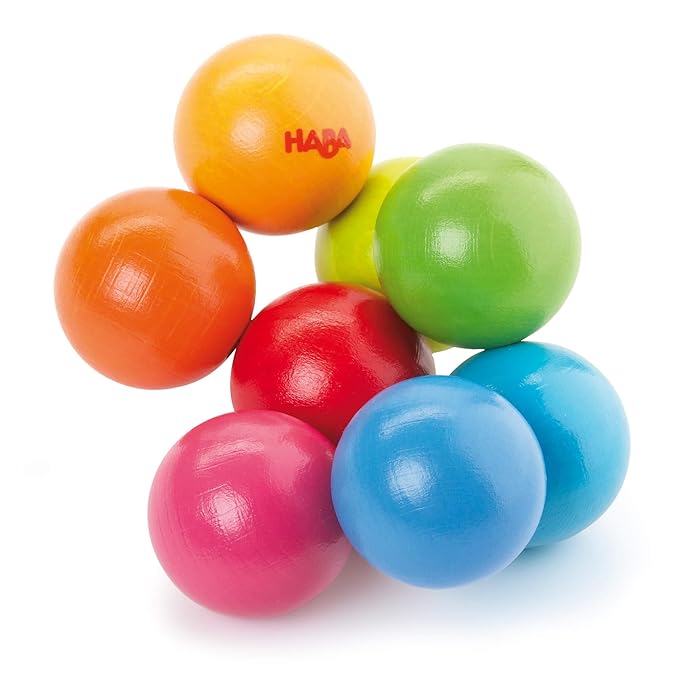 HABA Magica Wooden Grasping Toy Rattle - Baby Teething & Sensory Toy | This wooden teether helps babies develop motor skills and sensory exploration, making it a great Montessori baby gift.