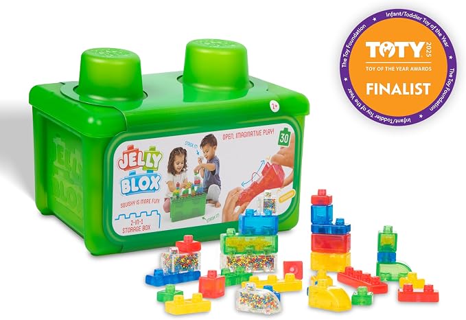 Jelly Blox Stash 'N Stack 2-in-1 Storage Case | Toddler & Preschool | Building Blocks Kids Can Squeeze, Stretch, Squish | MESH ACCREDITED | Safety Tested & Ouch-Free | Sensory Play for Ages 2+