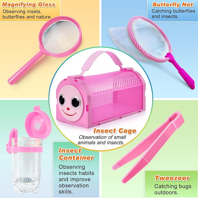 Bug Catcher Kit & Outdoor Explorer Kit for Kids, 10 Pcs Bug Catching Kit | with Toy Cage, Backpack, Flashlight, Outdoor Exploration Toys Gift for Boys Girls 3-12