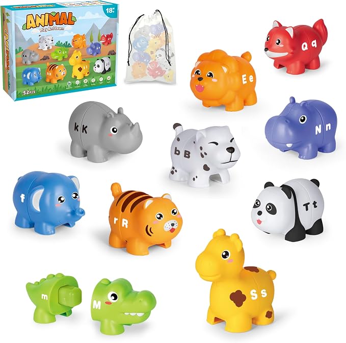 Animal Alphabet Learning Toys for Toddlers Kids 3-5, 10 Unique Animals | 26 Colorful Alphabet Animals | Child-Friendly Design | Learning Feels Like Play | Fine Motor Toys | Perfect Toddler Gift