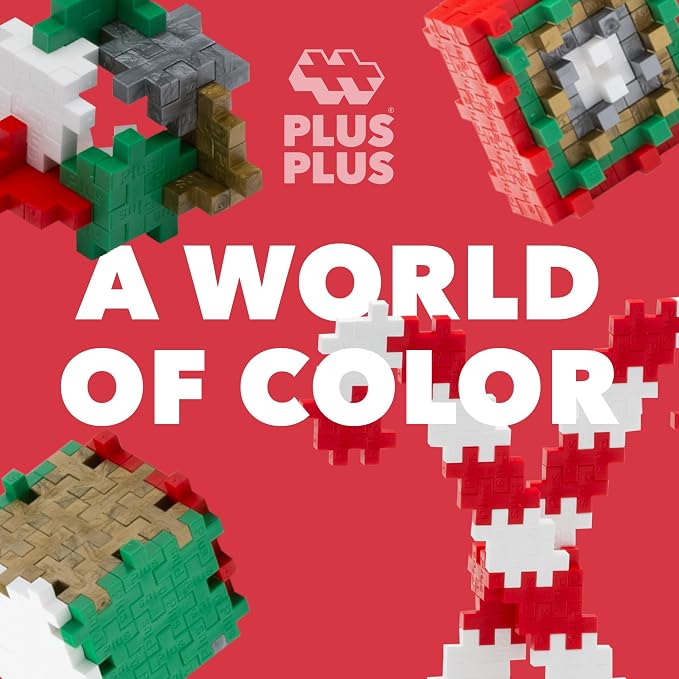 PLUS PLUS 240 Piece Holiday Mix - Mini Waffle Blocks, Classroom Must Haves | STEM Toys, Sensory Bin Fillers, Occupational Therapy Tools, Gifts for Boys & Girls, Christmas Stocking Stuffers for Kids