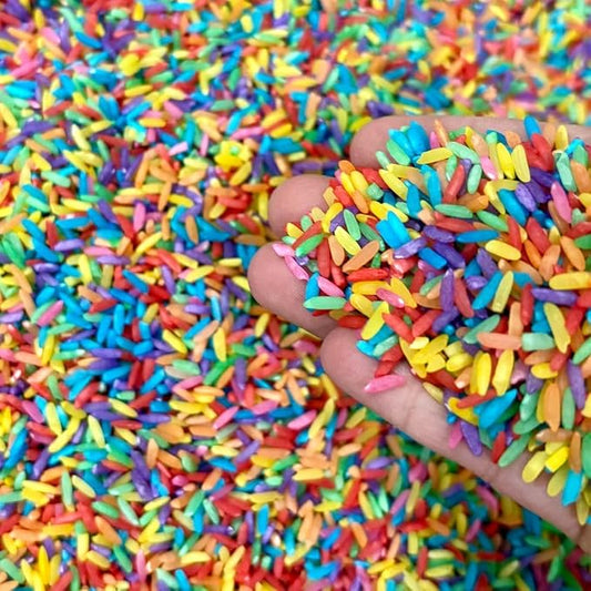 Rainbow Rice Sensory Bin Filler for Sensory Play 2 LB (4 Cups) | Taste-Safe | Non-Toxic | Calming | Colored Rice for Sensory Tables | DIY Montessori Activities for Kids | Educational Play