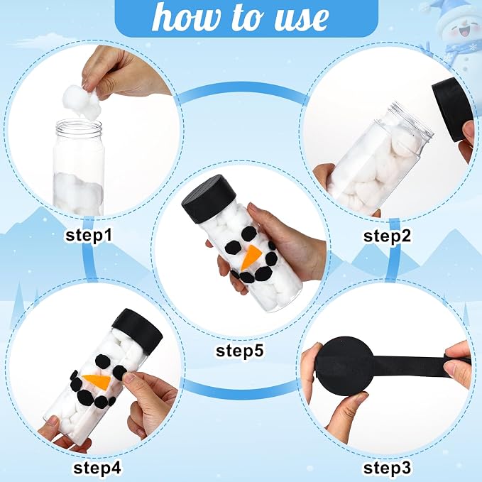 12 Pcs Weather Sensory Bottle Kits 13.5oz Plastic Calm Down Bottle with Lids Glitter Sequin Filler Acrylic Ice Cubes Snowy DIY Calm Down Jar Kit for Froze Party Favors Relieving Anxiety