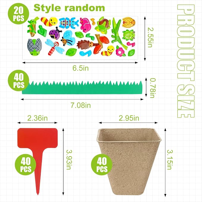 Garden Paper Pot Craft Kit, 40 sets Seed Starter, Spring Summer Kids DIY | Flower Pots Craft Kit For Kids, Earth Day Activities With Paper Pots, Stickers & Labels, Spring Crafts For Earth Day Fun