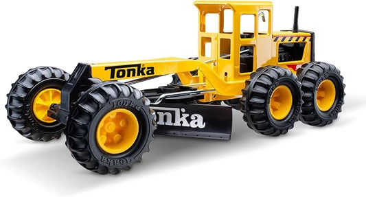 Tonka Steel Classics Road Grader - Made with Steel & Sturdy Plastic, Yellow Toy Construction Truck, Boys and Girls, Kids, Toddlers, Ages 3+