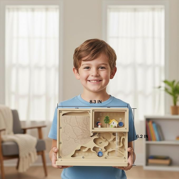 Sand Ant Farm Castle for Kids,Live Ant Habitat Kit with Nutrient Sand - Interactive Ant Colony Observation Terrarium STEM Educational Science Kit for Adults, Students (Yellow)