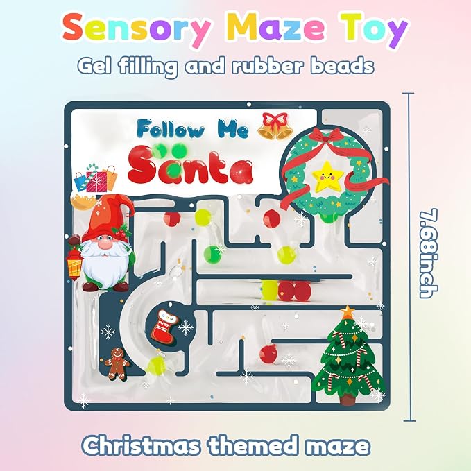 Sensory Squishy Maze Fidget Toys for Kids Christmas Stocking Stuffers | Gel Filled Autism Toys for Special Need, Quiet Fidgets Calming Toys for Preschool, Gifts Prizes for Classroom