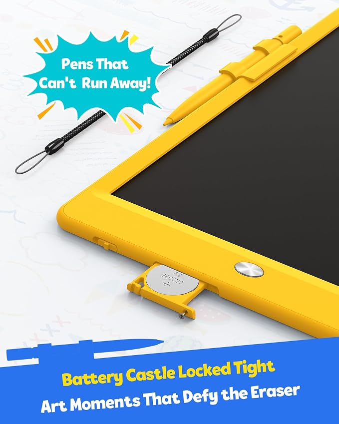 LCD Writing Tablet for Kids, 10-inch Coloring Drawing Pad, Mess Free Doodle Board, Airplane Travel Toys for Boys and Toddlers, Road Trip Essentials, Gifts for 3 4 5 6 7 8 Year Old Girls(Yellow)