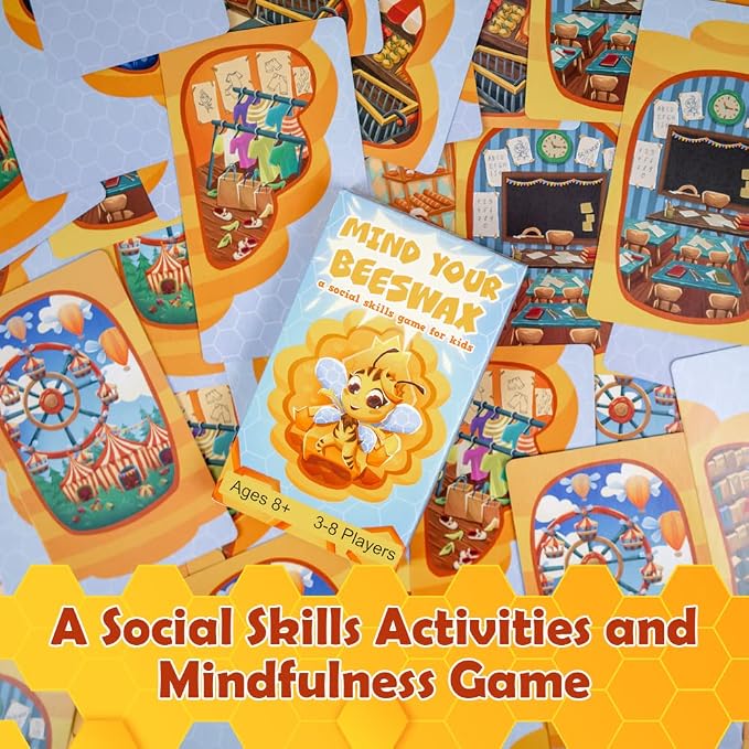 Mind Your Beeswax - Social Emotional Learning and Social Skills Games | Play a Mix of Activities and Games to help kids learn social skills in a safe fun environment - for Ages 8+ | 3-8 Players