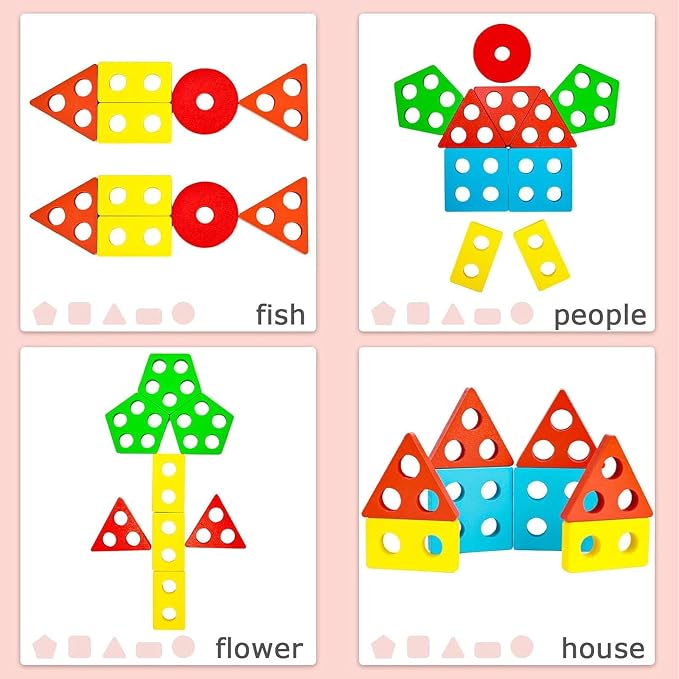 3 otters Wooden Sensory Toys for Toddlers Montessori Stacking and Sorting Learning Toy Activities Puzzles 20 PCS Medium (Pack of 2)
