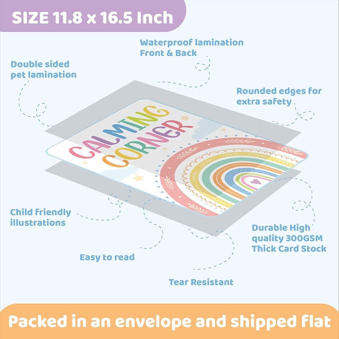 Jackinthebox 12 Calming Corner Posters and charts for Kids Classroom Decor | Trendy Arts Kit, 5th Grade, Middle Teen Girls, Journal Gifts, STEM Learning, Educational Wall Display Set, Ages 10-14, Modern