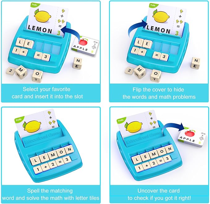 Toys for 3-8 Year Olds Boys Girls, Matching Letter Game Educational Games for Kids Ages 3-8 Birthday Gifts for 3-8 Year Olds Boys Girls Preschool Kindergarten Educational Spelling Toys Light Blue