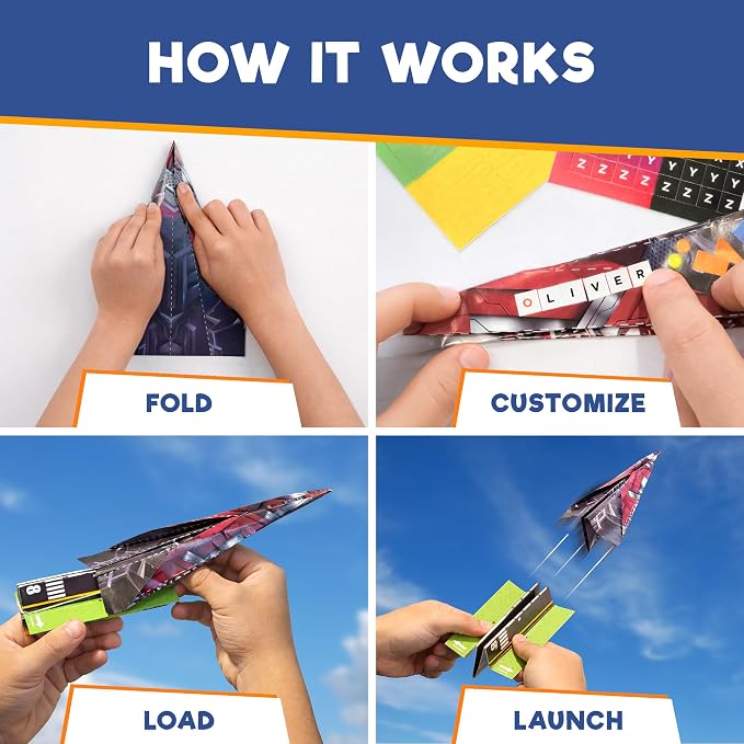Doctor Jupiter Paper Airplane Book Kit for Kids Ages 4+, Craft Toy | Birthday Gift Ideas for Boys & Girls Ages 4,5,6,7,8,9,10, Origami Kit, STEM Learning Toy, 120+ Planes, 1200+ Stickers
