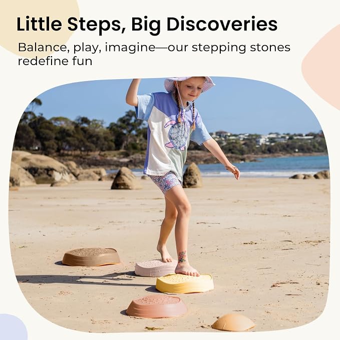Tiny Land Stepping Stones for Kids, 5pcs Non-Slip Balance Toddler Toys | Sensory Stepping Stones for Toddlers 3-5 to Promote Balance, Coordination, and Active Play Skills Indoors or Outdoors