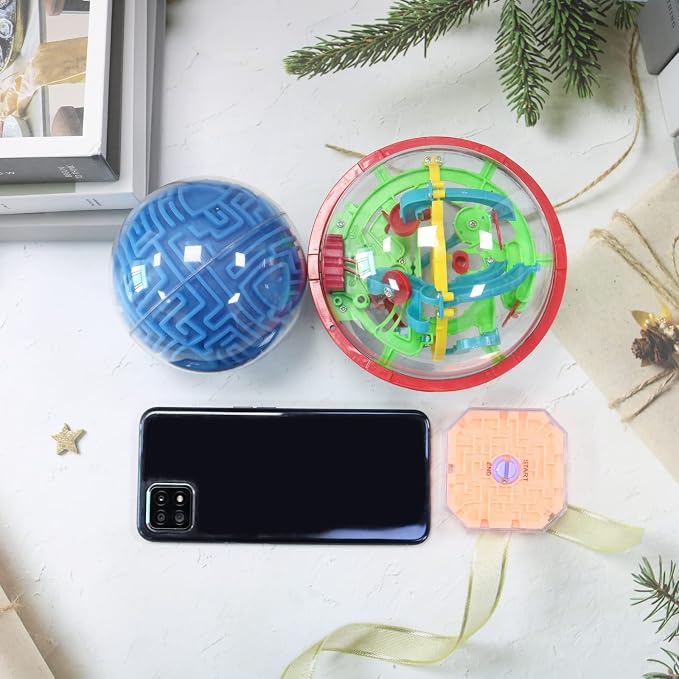 3D Puzzle Game Ball and Mini Cube, 3D Maze Ball, Brain Teaser Puzzles Sphere Globe Game and Training Labyrinth Toy Gifts for Kids, Educational Toy