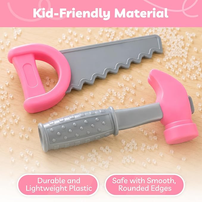 Liberry Kids Tool Set Pretend Toy for 3 4 5 Years Old with Costume | Breathable Fabric, Durable Helmet, Smooth Edges, Construction Worker Role Play, Halloween Birthday Gift for Boys Girls