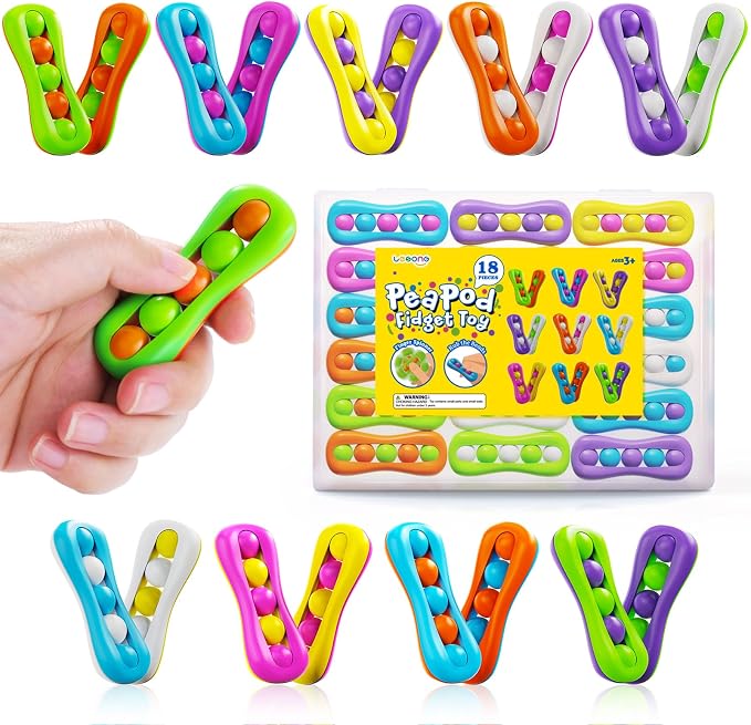 LESONG Fidget Sensory Toys for Kids: 18 Pack Colorful Finger Spinner Toys | Stress Relief ADHD Tools for Kids with Autism - Prize Box Toys for Kids Classroom - Goodie Bag Stuffers Teacher Supplies