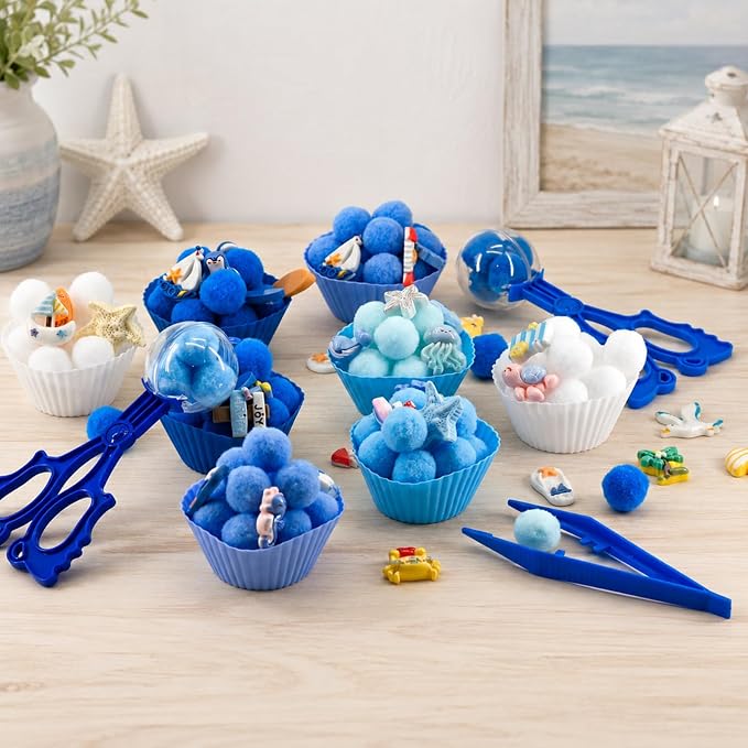 152 Pcs Ocean Sensory Bin Items Summer Beach Counting Sorting Sea Animals Sensory Bin Filler Fine Motor Sea Star Shell Fish Counts for Summer Counting Sorting