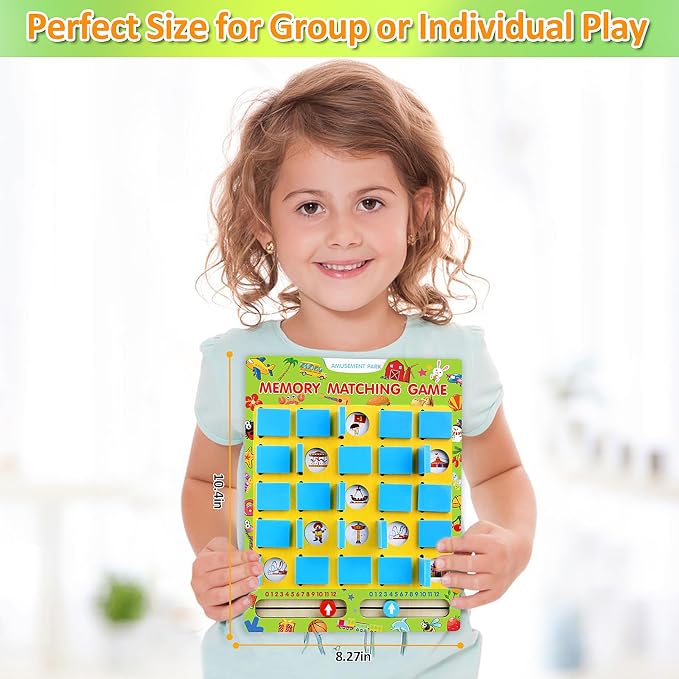 Vinlon Matching Memory Game for Kids Ages 4-8, Flip to Win Board Games Travel Toys Parlor Games for 3 4 5 6 7 8 Years Old, Road Trip Essentials, Airplane, Car Activity Easter Basket Stuffers